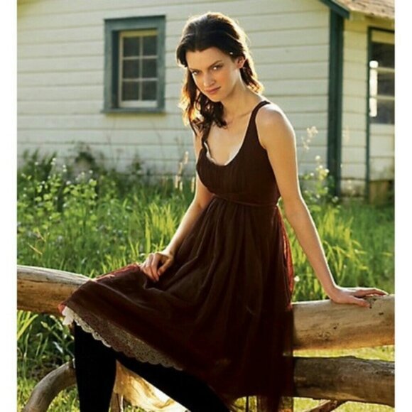 Anthropologie Dresses & Skirts - Anthropologie Moulinette Soeurs Brown Tulle Pleated Sleeveless Dress Size 12 NWT